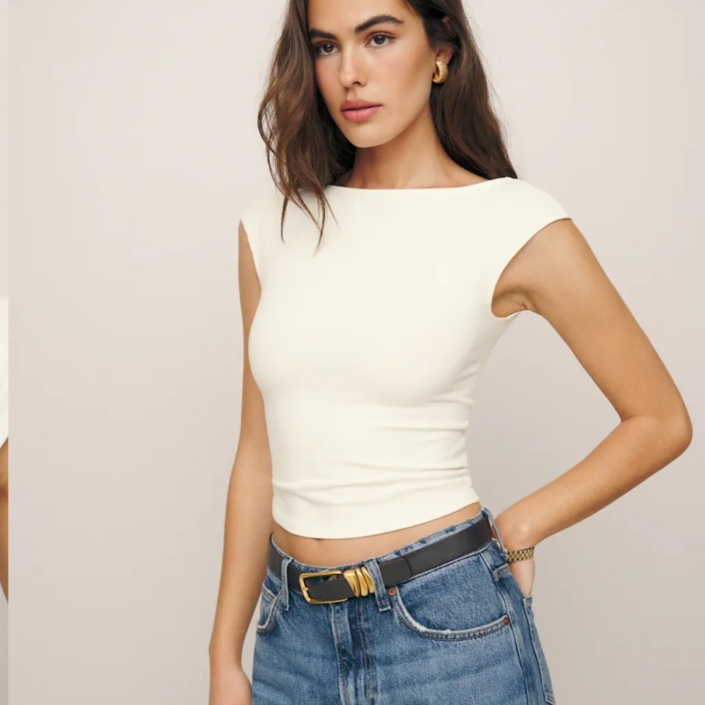 Reformation Darra Knit Top in Ivory